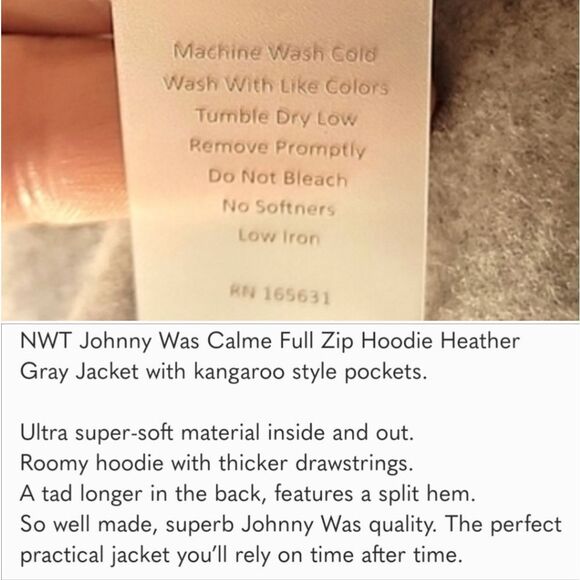 NWT Johnny Was Calmé Hummingbird Zip Up Hoodie - Picture 12 of 14